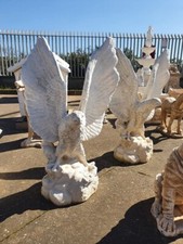 COPPIA AQUILE STATUE DA GIARDINO PER ESTERNO  PIETRA IN CEMENTO  COLONNE MARMO