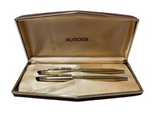 COPPIA DI PENNE SFERA AURORA CROSS VECCHIA RIMANENZA DI MAGAZZINO GOLD FILLED #1