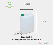 TANICA FUSTO LATTINA IN PLASTICA 5 LITRI - PER ALIMENTI - MADE IN ITALY