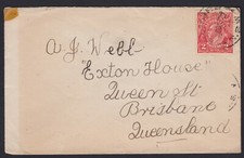 1923 KGV 2d Rosso ENMORE NSW Australia Copertina Frontale a QLD