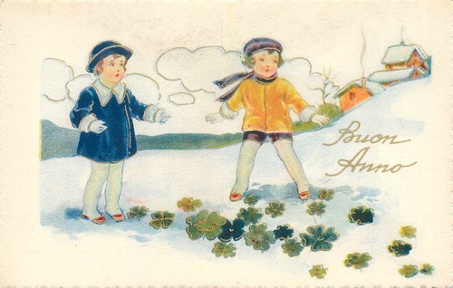 Cartolina buon anno bambini - buon,