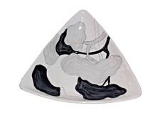 Ceramica Ernestina, piatto triangolo alberi dipinto a mano, Salerno Italia vintage anni '30 