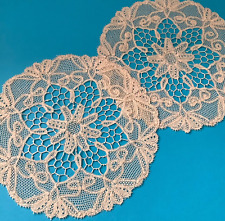 2 centrini antichi merletto rinascimento 25 cm cotone beige