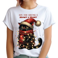 T-shirt natalizia gatto nero