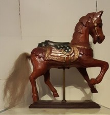 Statuina cavallo da giostra in legno cm. 24