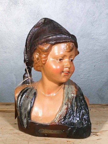 Statua busto ragazzo - , gesso
