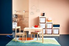 Tavolo per bambini con 2 sedie, bianco/pino