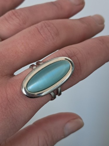 Anello ovale azzurro turchese
