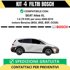 KIT BOSCH 4 Filtri tagliando per SEAT Altea XL 1.6 75 kw Benzina 2006-2010