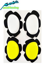 2 COPPIE SAPONETTE/KNEE SLIDER TUTA MOTO RACING 1 GIALLO / 1 BIANCO DAINESE