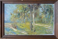 TOMMASI GIULIANO (1879 - 1949) PAESAGGIO olio su cartoncuoio inizio XX sec. cm. 
