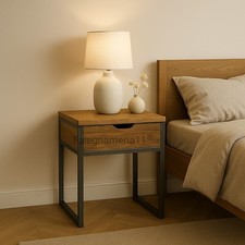 Comodino in Ferro e Legno Massiccio – Stile Industriale Artigianale Moderno