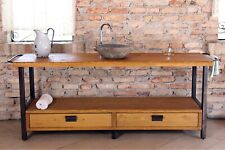Mobile bagno INDUSTRIAL legno telaio in ferro NO sanitari 180x50xh70cm su MISURA