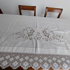 Antica finta di lenzuolo tenda cm 302x86 RICAMATA A MANO