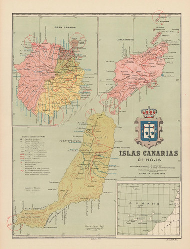 Mappa storica isole canarie - storica,