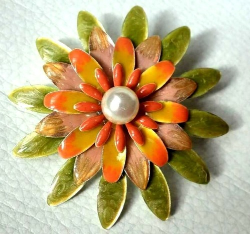 Grande broche fleur - grande, émail