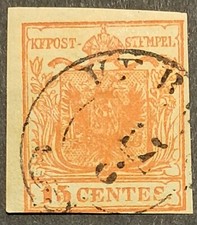 [FASILMBVEN0001] LOMBARDO VENETO 1850 [S.3e] 15c Vermiglio Tipo.I USATO VERONA