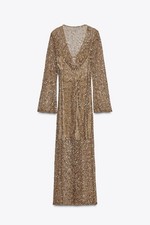 ZARA TG S ABITO MIDI ORO CON