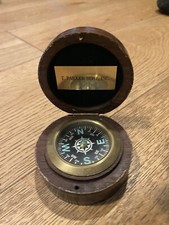 Bussola navale in ottone e legno originale. Idea regalo.