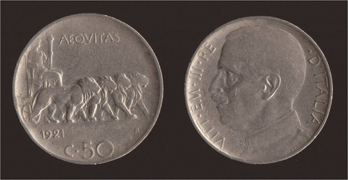 Centesimi 1921 leoni - centesimi, rigato