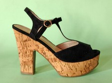 Scarpe Da Donna Decoltè Tacco Alto Sughero decollete elegante TULIPANO Nero 38