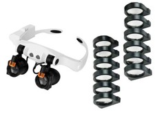 LENTE DI INGRANDIMENTO TESTA OCCHIALI VISIERA 14 LENTI LUCE LED PRECISIONE 25X