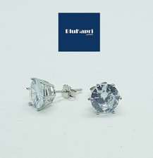 ORECCHINI donna uomo punto luce IN ARGENTO 925  zirconi taglio brillante 9 mm