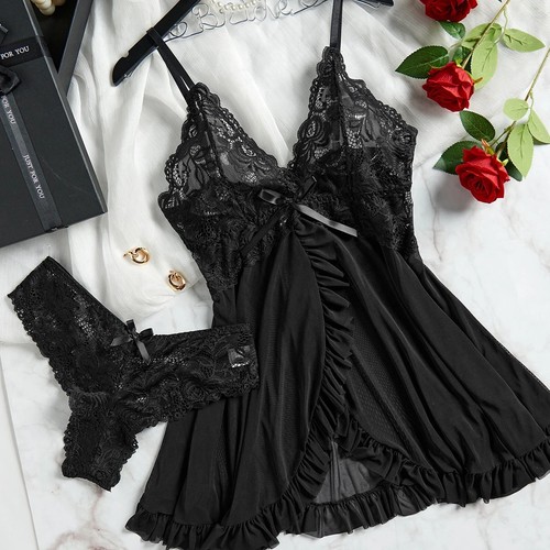 Nuisette pizzo nera con - in,