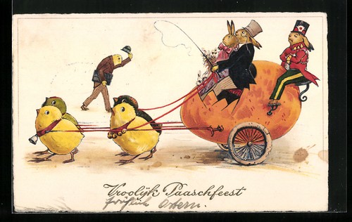 Cartolina pulcini pasquali - cartolina,