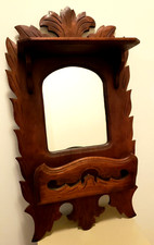 Vintage Chippendale Mirror with Cut Rococo Scrollwork and Storage Compartment