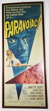 INSERTO POSTER FILM PARANOICO ORIGINALE 1963 INCORNICIATO 14X36 