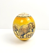 Uovo di struzzo dipinto decoupage africano vintage scene animali selvatici