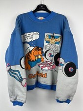 Felpa Garfield rara vintage 1978 Tg.L (S/M) Made in Italy azzurro