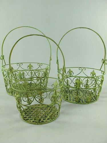 3er set cesto fiori ferro - cesto,