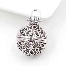 1pz ciondolo chiama angeli apribile a sfera - colore argento - bijoux 