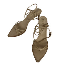 Schutz Abby sandalo a punta con cinturino annodato beige chiaro pelle nuda tacco 7,5B