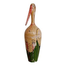 Folk Art Stork Wooden Trinket