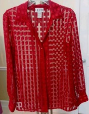 Vtg Erena Y2K Sheer Cherry Red