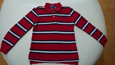 RALPH LAUREN POLO BAMBINO ROSSA E BIANCA A RIGHE MANICHE LUNGHE TG 5 ANNI