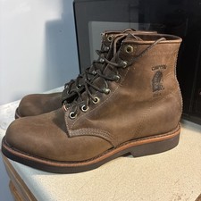 Chippewa Stivali Pelle Marrone Suole Vibram Made In USA Uomo 8,5 D