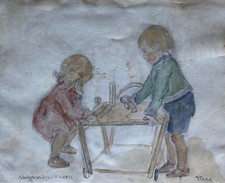 Acquerello che Giocano Bambini