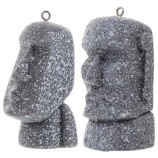 2 Pezzi Testa Statua Pietra Pendente Pesci Serbatoio Paesaggio