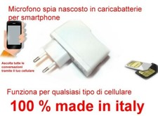 Microfono spia microspia occulta 4g caricabatterie USB smartphone wireless GSM