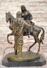 Arabo a cavallo di Barye-Comandante scultura in bronzo 35 libbre statuina arte regalo