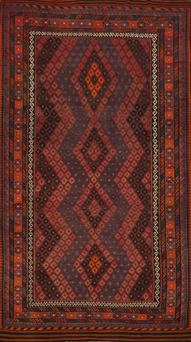 Geometric red kilim - large, rug