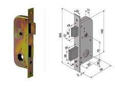 SERRATURA DA INFILARE PER CANCELLI 2 MANDATE E SCR. CIL. SFILABILE 067  mm.30...