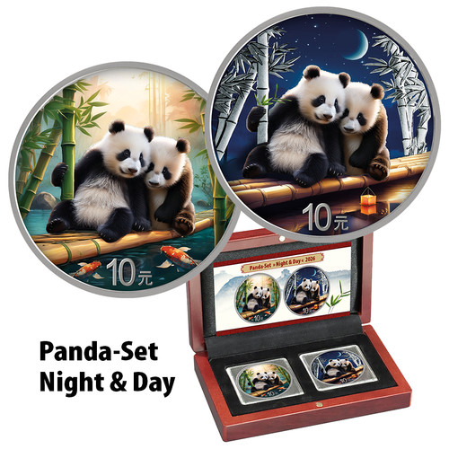 Set monete argento - panda, night