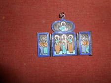 Piccola e rara icona russa in argento e smalto con timbro 84 slot cm. 6 x 5