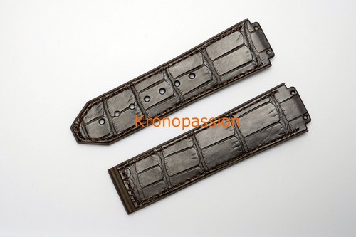 Hublot dark brown alligator - brown,
