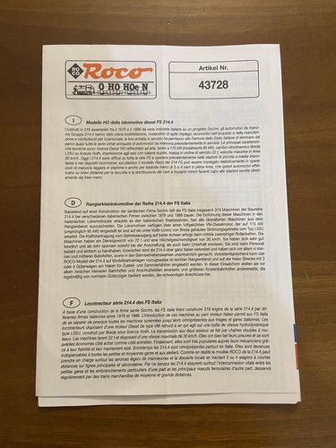 Istruzioni roco - roco, h0